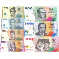 (489) ** PNew (PN162-PN168) Indonesia - 1000 - 100.000 Rupiah Year 2022 (Set of 7 Notes)